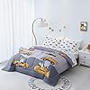 Cokouchyi Twin Size Comforter Set for Boys, 4-Piece Bed in a Bag, 3D Construction Bedding Comforter Sheet Set, Ultra Soft and Fluffy, Cartoon Truck Cars #1