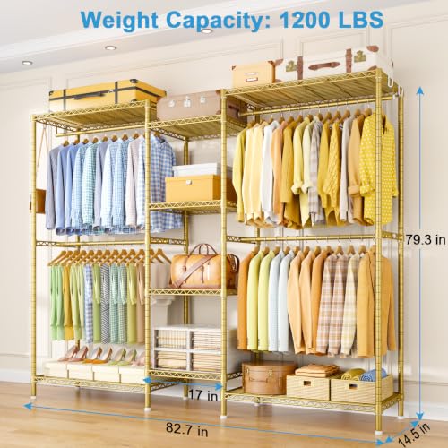 Ulif E4 Plus Heavy Duty Clothes Rack, Gold Metal Closet Storage System by Ulif - Used condition - Image 5