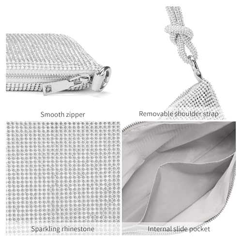 Image of RNIEGA Pearl Crystal Clutch Purse for Women Fashion Elegant Bride Evening Clutch Handbag Crossbody Shoulder Bag with Chain