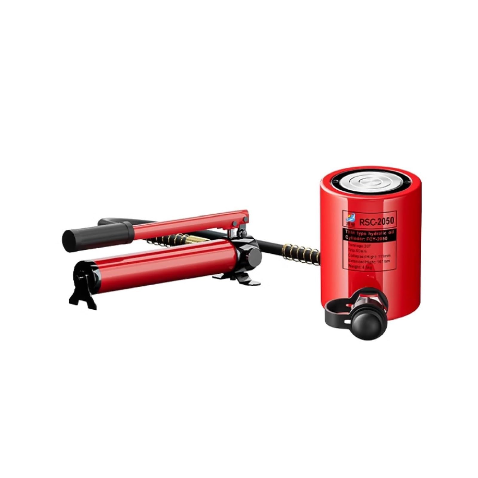Podnośnik hydrauliczny z skokiem 50 mm, ręczna pompa hydrauliczna z CP-700, zestaw podnośnika, cylinder podnoszący z automatycznym zwijaniem (skok 20T/19,999.8 kg-5.1 cm)
