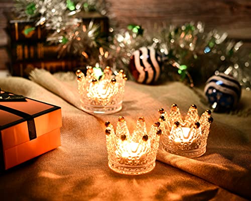 Yoption Candle Holders Set Of 6 Glass Crown Tea Light Candle Holders, Jewelry Holder For Wedding, Party And Home Decor #TOP4