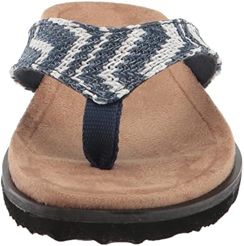 Easy Street Women's Flat Sandals, Navy/White Raffia Woven, 9 Wide | Image 1