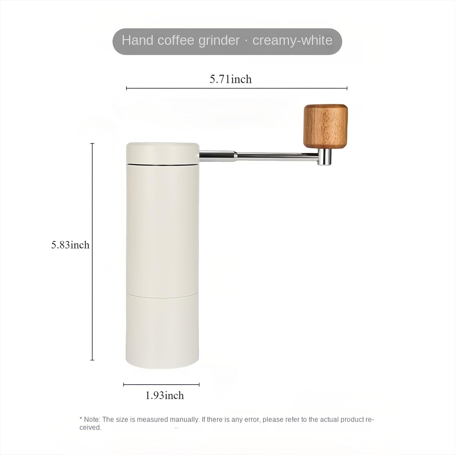 Hand cranked coffee grinder aluminum alloy body coffee grinder steel core hand cranked coffee grinder five-star hand brewed coffee grinder (Rice white)