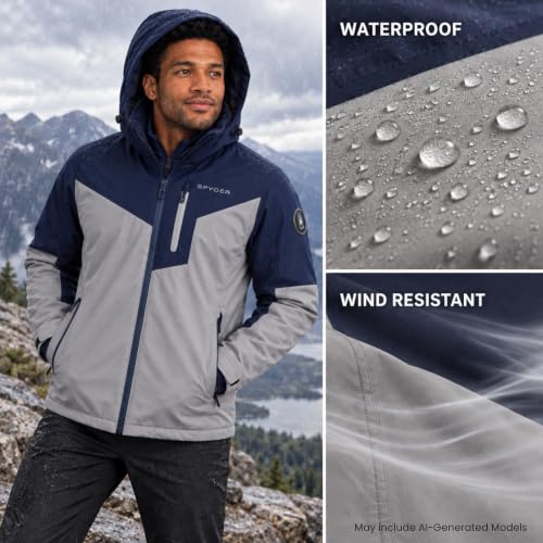 Image of Spyder Mens 3 in 1 Ski Jacket, Waterproof Winter Coat, Quilted Puffer Liner