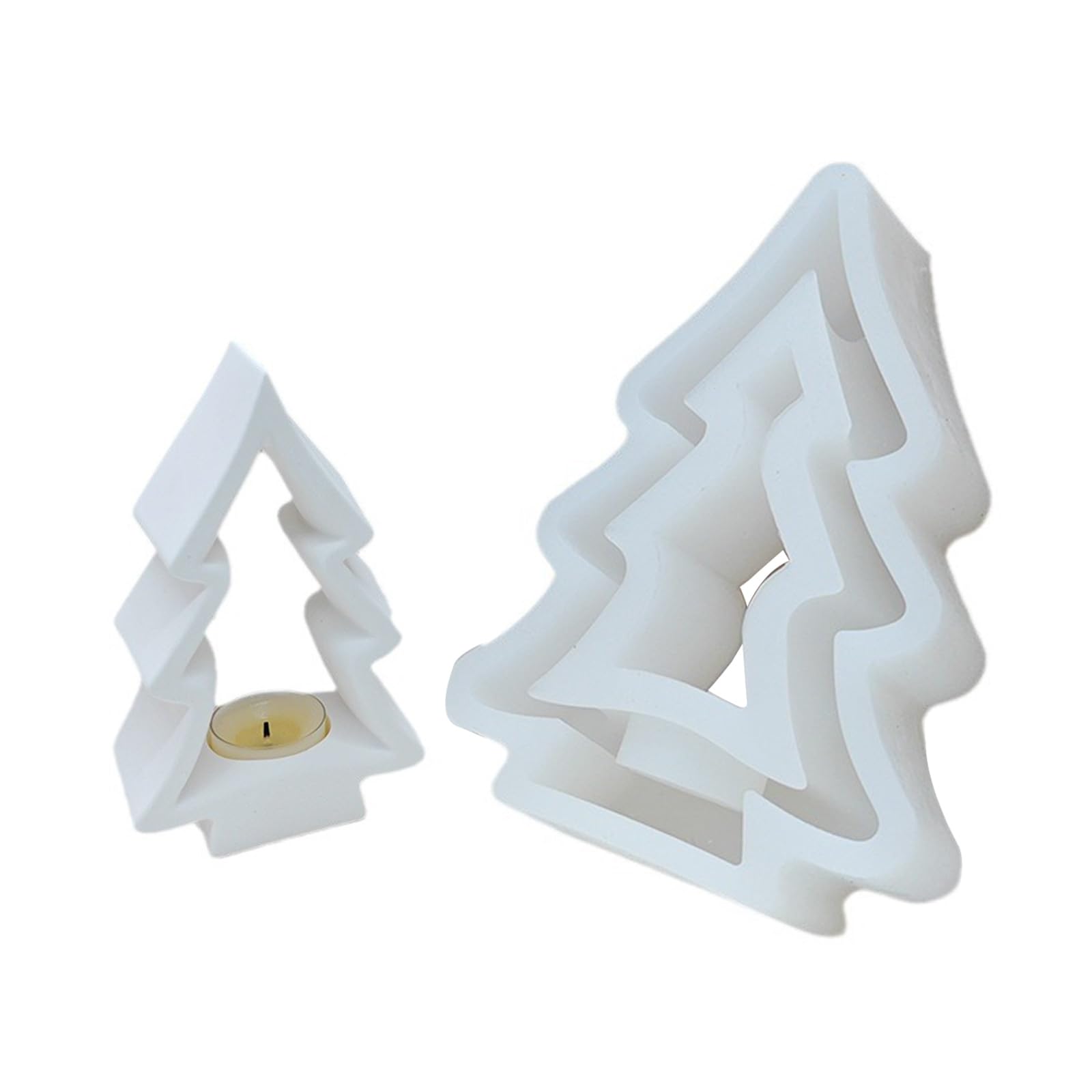 Moldes de silicona para árbol de Navidad, portavelas, moldes de yeso, molde para decoraciones navideñas, portavelas, molde de silicona, árbol de Navidad, portavelas, suministros para manualidades