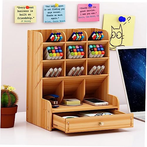 Porte-stylo compartiments multiples bois grande capacité pour rangement bureau moderne