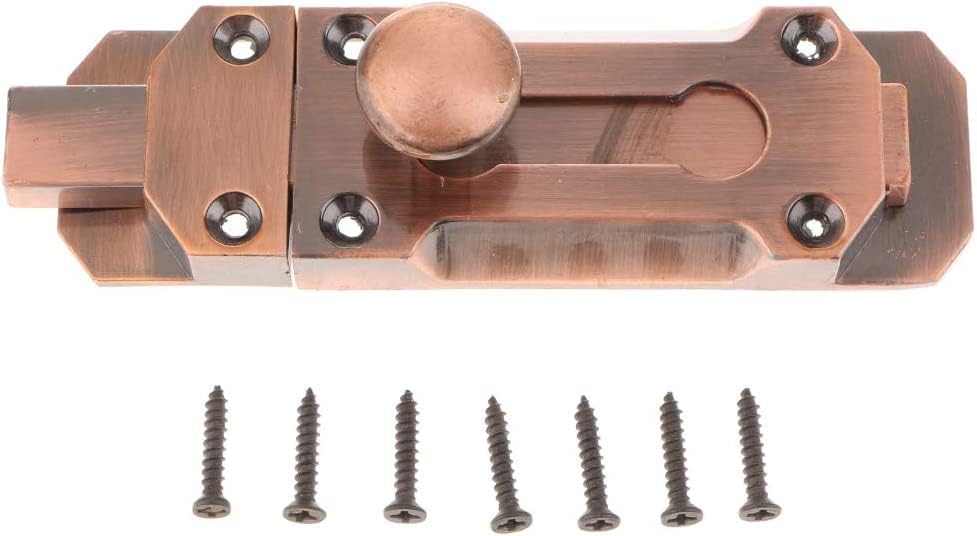 Slide Bolt Door Lock Hasp,Gate,Home Brass Catch Latch Barrel Lever Safety Cabinet Cupboard Doors Hardware Shackle Latches - Red Copper 4inch,as described (Color :(Green Copper 3inch)