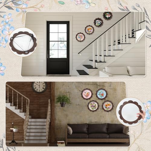 4 Sets Wood Embroidery Hoop Frame 8 Inch Sunflower Embroidery Display Frame Large Round Wooden Embroidery Frame for Finished Cross Stitch Hoop Frame DIY Decor Sewing Ornaments