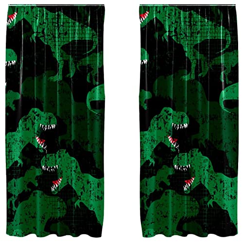 Juego de 2 paneles decorativos de dinosaurio verde 55x84 para cuartos infantiles alegres 2