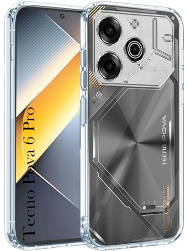 Image of Jkobi Back Cover for Tecno Pova 6 Pro 5G (Silicone Clear Shockproof Case with Camera Protection | Soft and Flexible | Transparent)