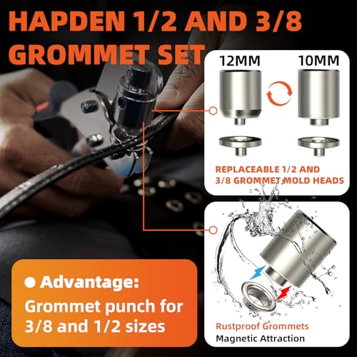 image for Hapden Heavy-Duty Grommet kit (3/8 and 1/2) Includes a Bag, 200 10 mm 