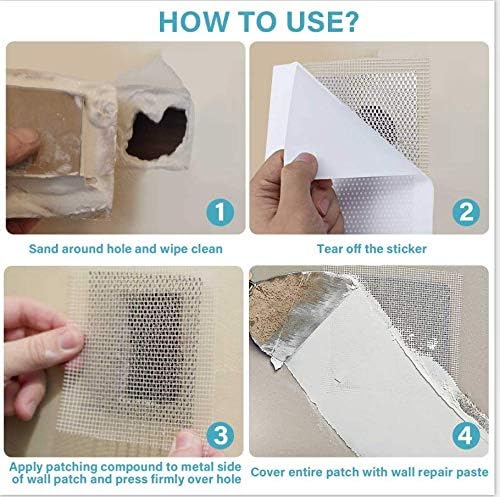 Drywall Repair Patch, 6 Inch 5 Pack Drywall Repair Kit Self Adhesive Fiberglass,Aluminum Wall Repair Patch Self Adhesive Screen Patch Repair for Drywall Plasterboard(4 Inch,5 pack) (6 inch)