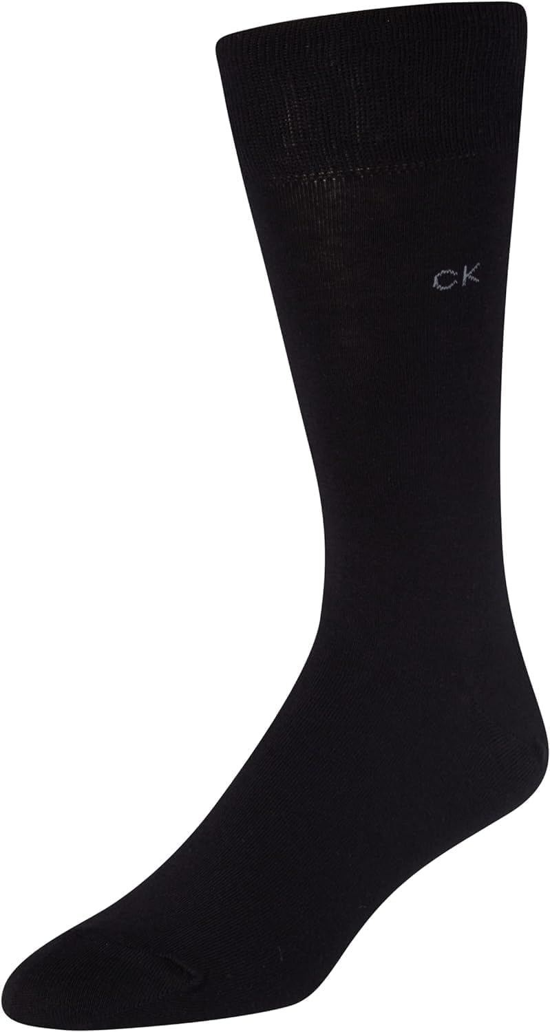 Calvin Klein Mens Dress Socks - 6 Pairs Soft Cotton Blend Crew Socks for Men - Classic Comfort Stay Up Cuff Mixed Pattern - Image 6