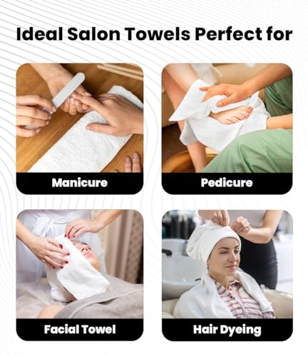 Image of Avalon Towels Salon Towel - White Hand Towels Bulk Pack of 24 - 100% Cotton Absorbent Spa, Facial & Gym Towel for Working Out - 16x27 Inches (Not Bleach Proof)
