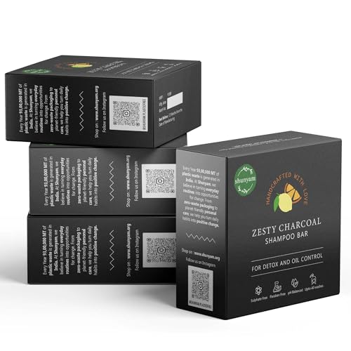 Image of Shunyam Zesty Charcoal Shampoo Bar | Activated Charcoal, Orange & Lime Essential Oils | Deep Cleansing, Refreshing & Nourishing | Sulphate & Paraben Free | Cruelty Free & Handcrafted | 70g