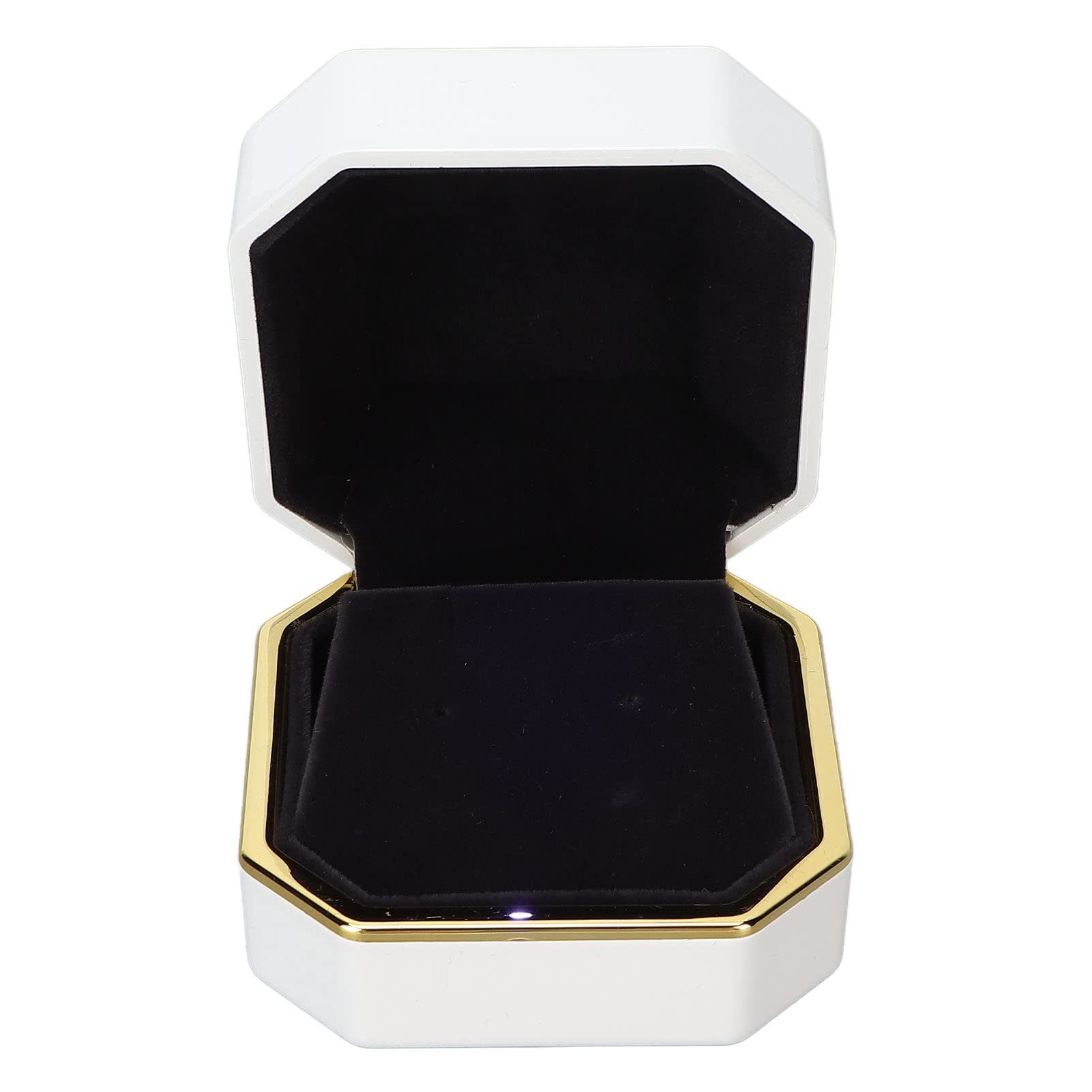Yechiry White Led Earrings Box Square Led Lighted Jewelry Box With Soft Flocking Interior For Engagement Wedding Proposal Anniversary (White)