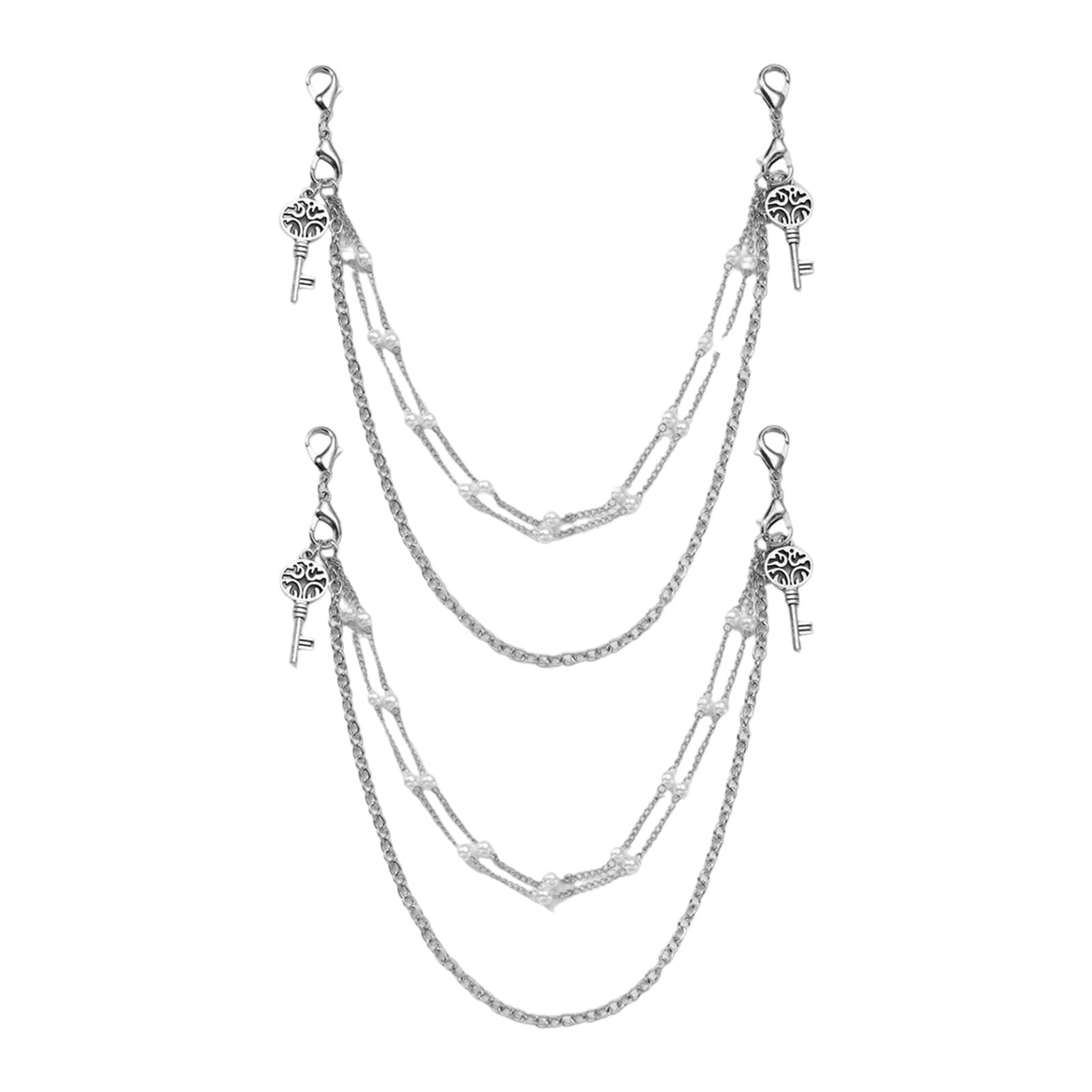 NEWFT Adjustable/Butterfly Shoe Chains Rhinestones Pearls Embellishments for Formal Event Daily Wear Jewelry