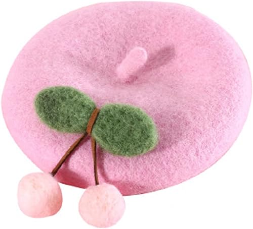 Miniatura 1 de LtuzPet Adorable boina para perro, lindo gorro para mascotas con decoración de cerezo boinas de lana para gatos pequeños y cachorros
