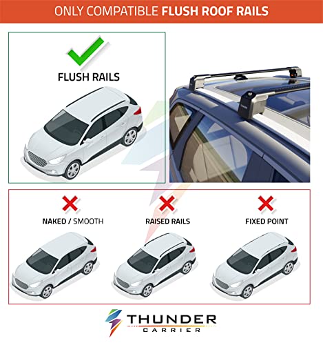 THUNDER CARRIER Roof Rack For HYUNDAI TUCSON 2015-2020 Black Aluminium Roof Rack Cross Bars Lockable - Fit Flush Rails Roof Rails, Cross Bar, Rail Carrier - Image 5