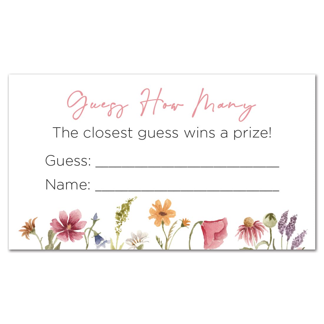 InvitationHouse Guess How Many Game Cards - 48 Cards (Wildflower)