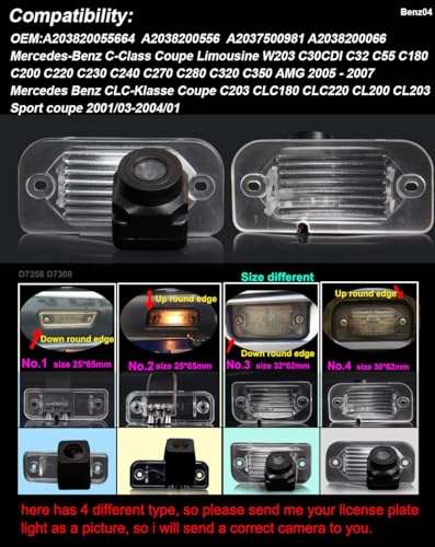 Image of 1280*720 pixels car rear view backup camera replacement for Mercedes-Benz C-Class Coupe Limousine W203 C30CDI C32 C55 C180 C200 C220 C230 C240 C270 C280 C320 C350 C203 CLC180 CLC220 CL200 CL203 Sport