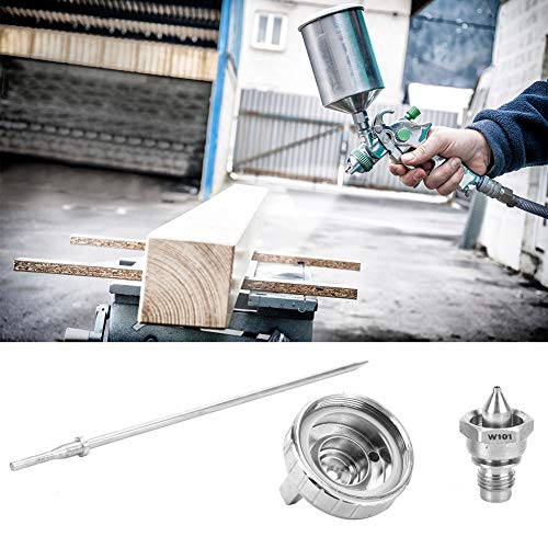 Image of Spray Nozzle Set, Stainless Steel Aircap Nozzle Needle Tip Accessories Compatible with W101 Pneumatic Spray Guns for Professional Painting and Finishing