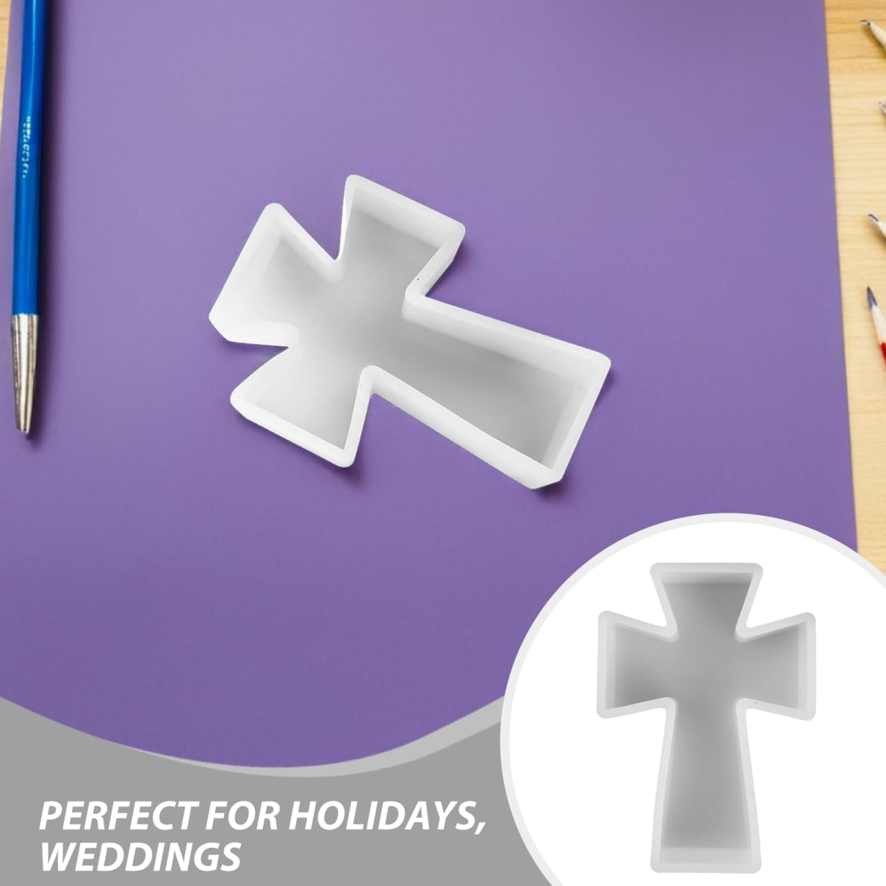 NUOBESTY Molde de silicona con forma de cruz, para hacer velas, molde de silicona, moldes de resina epoxi, molde para velas, molde epoxi, gel de sílice, color blanco
