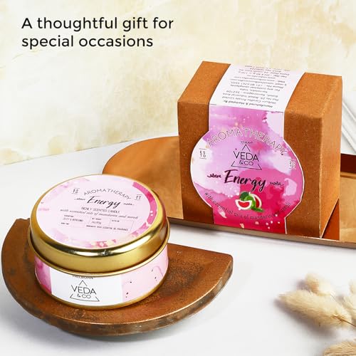 Image of Welburn Veda&Co Scented Wax Candle - Energy Boost | Aromatherapy Travel Tin Candle | Soy Wax | Home Decor Essential | 15-Hour Burn | 85g