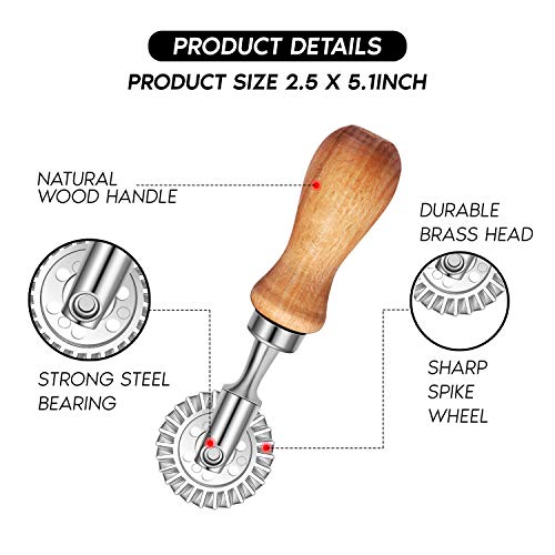 Ravioli Stamp Maker Cutter With Roller Wheel Set, Mold With Wooden Handle And Fluted Edge, Pasta Press Kitchen Attachment (3 Set And Cutter) #TOP5