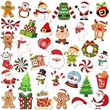 DTOFOOT 36PCS Christmas Pins Acrylic Christmas Lapel Pins Bulk Cute Santa Claus Wreath Snowman Elk Angel Reindeer Candy Cane Brooch Pins for Clothes Backpack Hat Jacket Decoration Holiday Xmas Gift