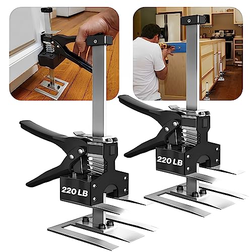 Juprodis 2 Pack Labor Saving Arm Jack, 220 Lb Heavy Duty Furniture Lifter, 6.5 Inch Adjustable Height Drywall Lift, Utility Cabinet Jacks For Installing Cabinets, Doors, Dyi Home Improvement, Black #TOP26