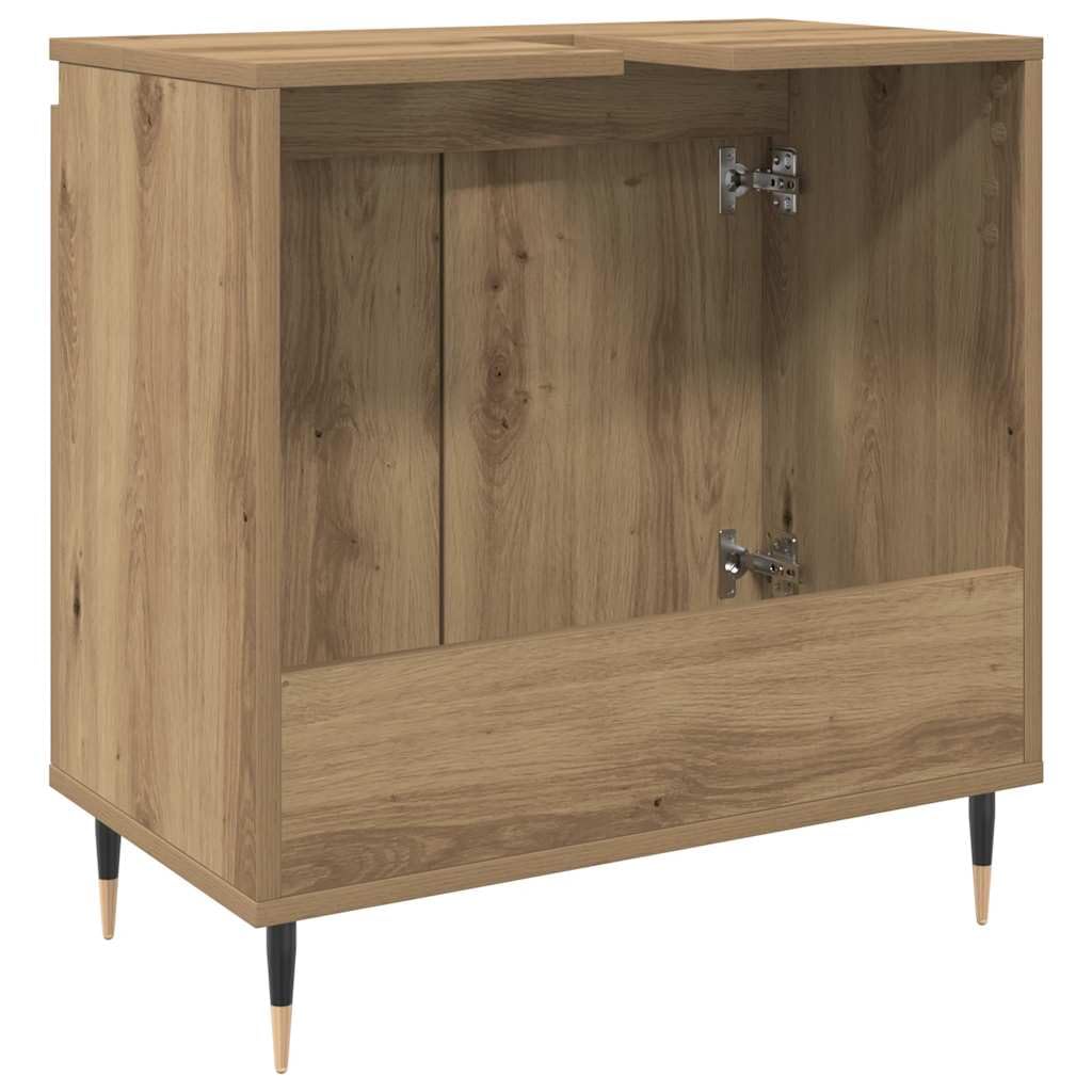 Szafka łazienkowa Artisan dąb 58 x 33 x 60 cm, materiał drewnopochodny z żelaznymi nóżkami, meble łazienkowe zapewniają dużo miejsca do przechowywania, szafka dolna z drzwiami, idealna do