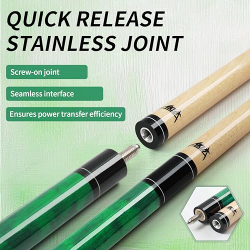 Queue de billard érable dur canadien AKLOT Pro TQ0003G18 vert débutant - 5
