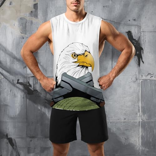 Image of Zhyaj Summer Tanks Top for Men Flag Graphic Print Sleeveless Shirts Casual Working Out Vest T-Shirts Loose-Fit Men's Tank