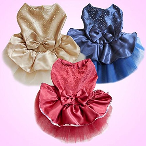 Honghong Pet Cat Dog Gauze Princess Tutu Dress Skirt Cat Puppy Small Girl Dog Clothes Size L (Navy Blue) #TOP7