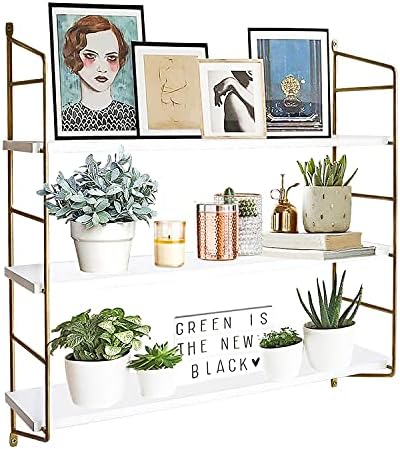 BOLUO Gold Wall Shelf Bathroom Shelves - Bedroom Kitchen Living Room Modern Book Shelf Floating Shelves 24 inch (610-G)