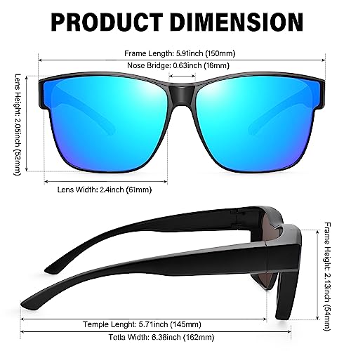 Image of URUMQI Polarized Sunglasses Fit Over Glasses for Men Women, Oversized Square Sun Glasses UV400 Protection