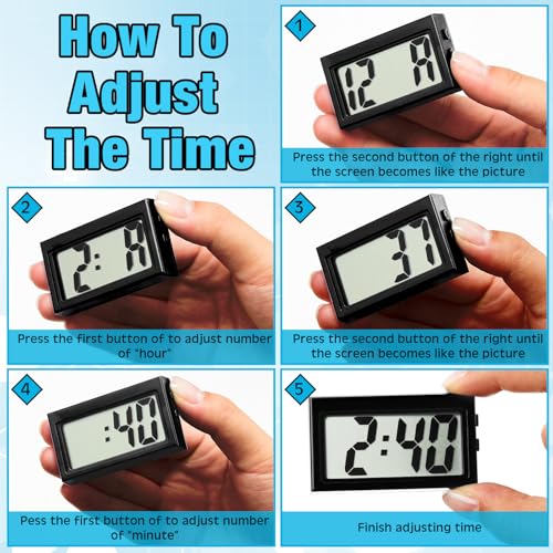 Image of Frienda 36 Pieces Mini Digital Clock Small Digital Clock Stick on Battery Operated Self Adhesive Bracket for Car Dashboard Fridge (Black)