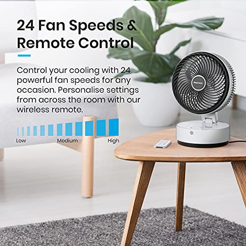Pro Breeze Ultra Powerful Dc Air Circulator Fan - 8” Desk Fan Small Fans With Quiet Motor, 24 Speeds, 4 Operating Modes & 12 Hour Timer - Table Fan For Bedroom - White #TOP2