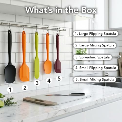 Image of OVENTE Silicone Spatula Set of 5, Heat Resistant, Multicolor SP12305LBGOPR