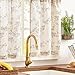jinchan Floral Kitchen Curtains 24 Inch Linen Tier Curtains Farmhouse Cafe Half Window Drapes Over Sink Light Filtering for Living Room Laundry RV Rod Pocket 2 Panels Taupe on Beige
