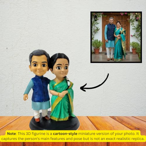 Image of Custom 3D Mini Me Figurine from Photo Personalized Cartoon Style Mini Me Miniature Self Statue, Hand Painted 3D Printed Figurine, Unique Birthday, 4 Inch (Couple)
