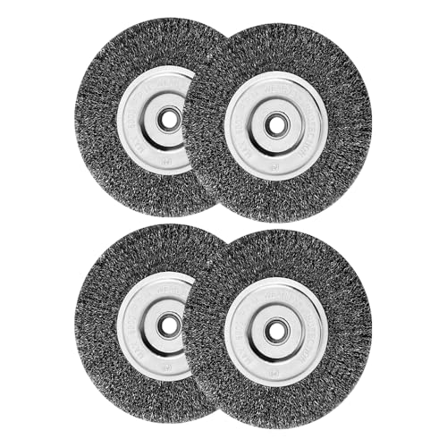 Image of Wire Wheel Brushes 6in for Bench Grinder, Coarse Crimped Carbon Steel Wire 0.012 inch with 1 /2 inch & 5 /8 inch Arbor for Rust Paint Removal - 4pack