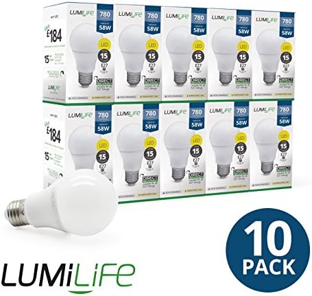 LUMiLife 9W E27 LED Standard Shape Bulb - 10 Pack - Cool White - Dimmable