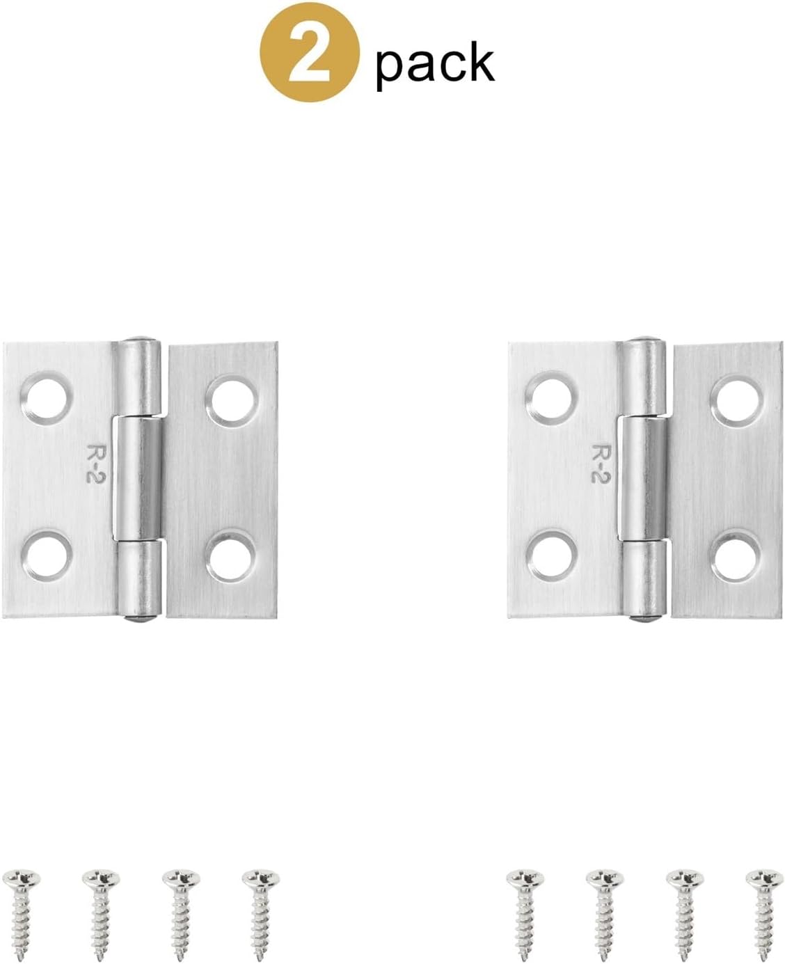 2pcs Stainless Steel Hinge 270 Degree Folding Black Small Hinges Cabinet Door Hinges for Kitchen Cupboard Wooden Box Furniture(Silver 38mm 2pcs)