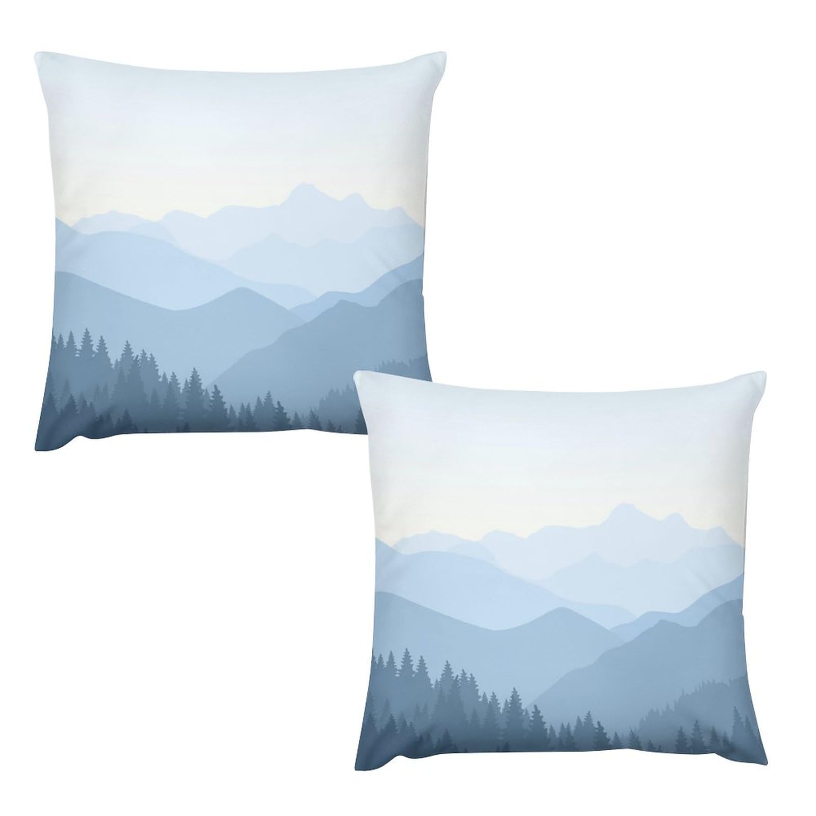Czzyh Light Blue Mountain Cushion Covers 40Cm X 40Cm, Pillow Protectors For Living Room, Sofa, Bedroom