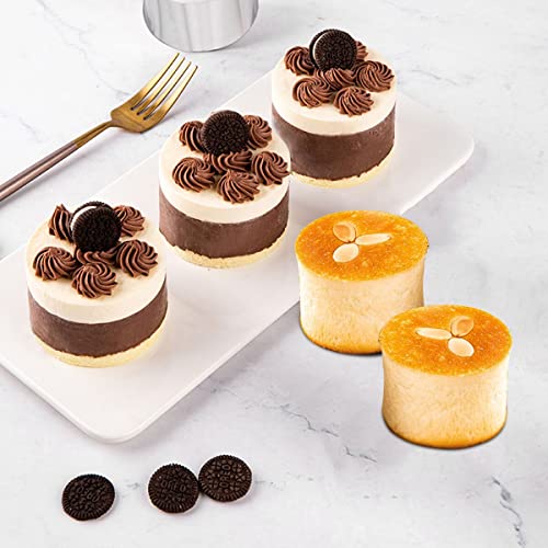 Cake Rings Cooking Rings Dessert Mousse Mold Stainless Steel With Pusher For Desserts Making (4Pcs) #TOP4
