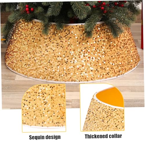 Collar de árbol de Navidad con purpurina redonda acabado de lujo dorado para decoración 6