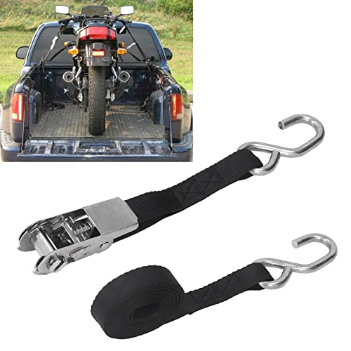 Ratchet Tie Down Straps, Powerful Tension Black Ratchet Straps 2Pcs Flexible High Toughness Precise Stitching For Trailer (3 Meters / 9.8Ft) #TOP1