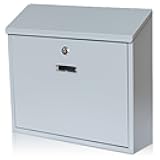 Wall Mount Locking Mailbox, Grey Modern Mail Box for Outside, Galvanized Steel Large Capacity 14